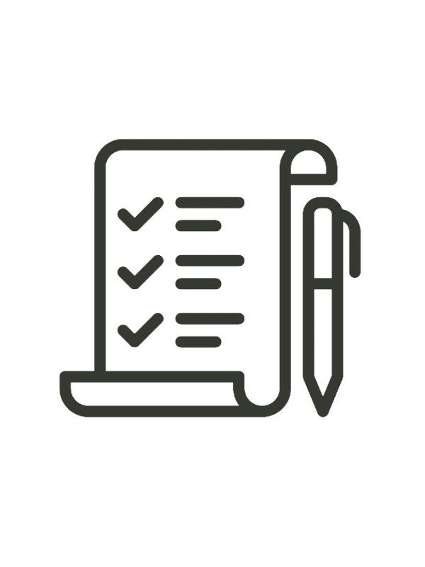 A graphic of a checklist and a pen.